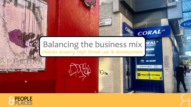 An empty business and betting shop with heading "balancing the business mix".