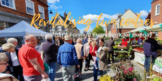 Busy town centre street market Bungay
