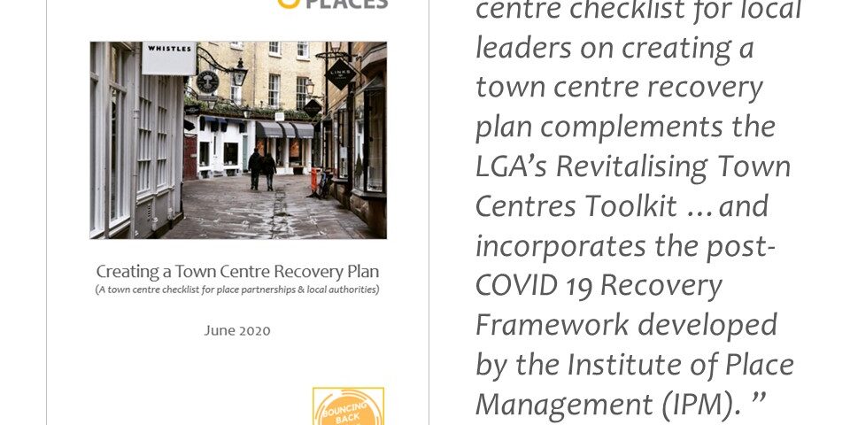 Creating a town centre recovery plan Cover of guide on creating a town centre recovery plan