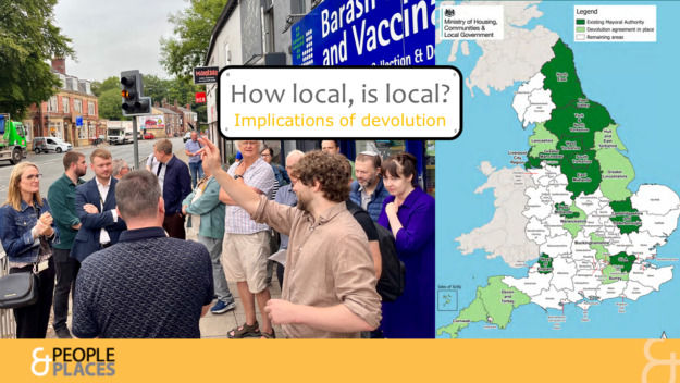 How local is local headline with community group town tour photo and map of existing English Strategic Authorities