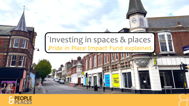 Photo of Dovercourt town centre with heading 'investing in spaces and places'.