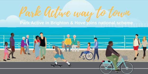 Brighton and Hove seafront with active travel illustration