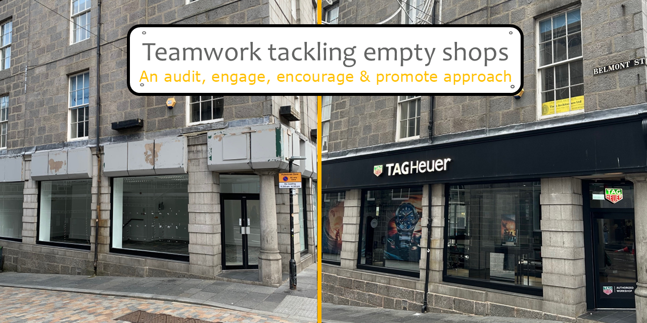 Teamwork tackling empty shops Before and after shoy demonstrating value of teamwork tackling empty shops.